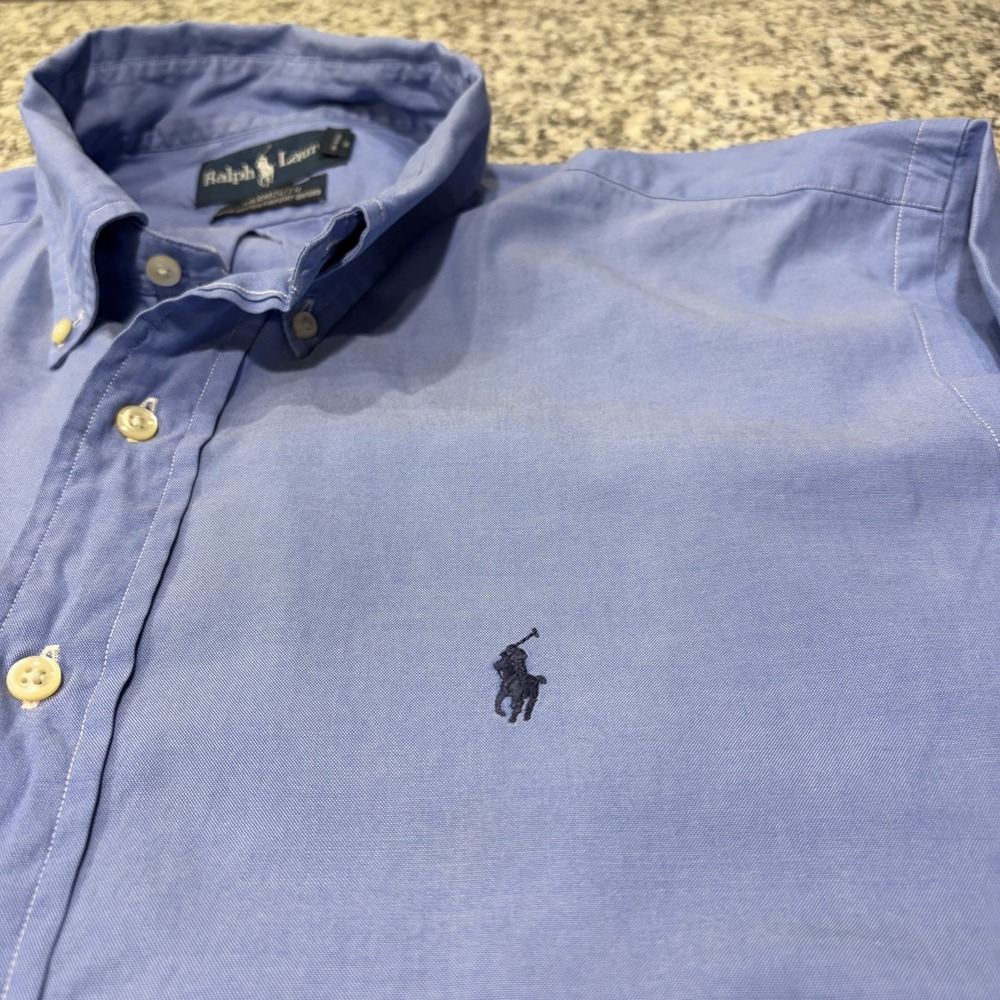Ralph Lauren Yarmouth Mens Blue Pinpoint Oxford Button Down Shirt L